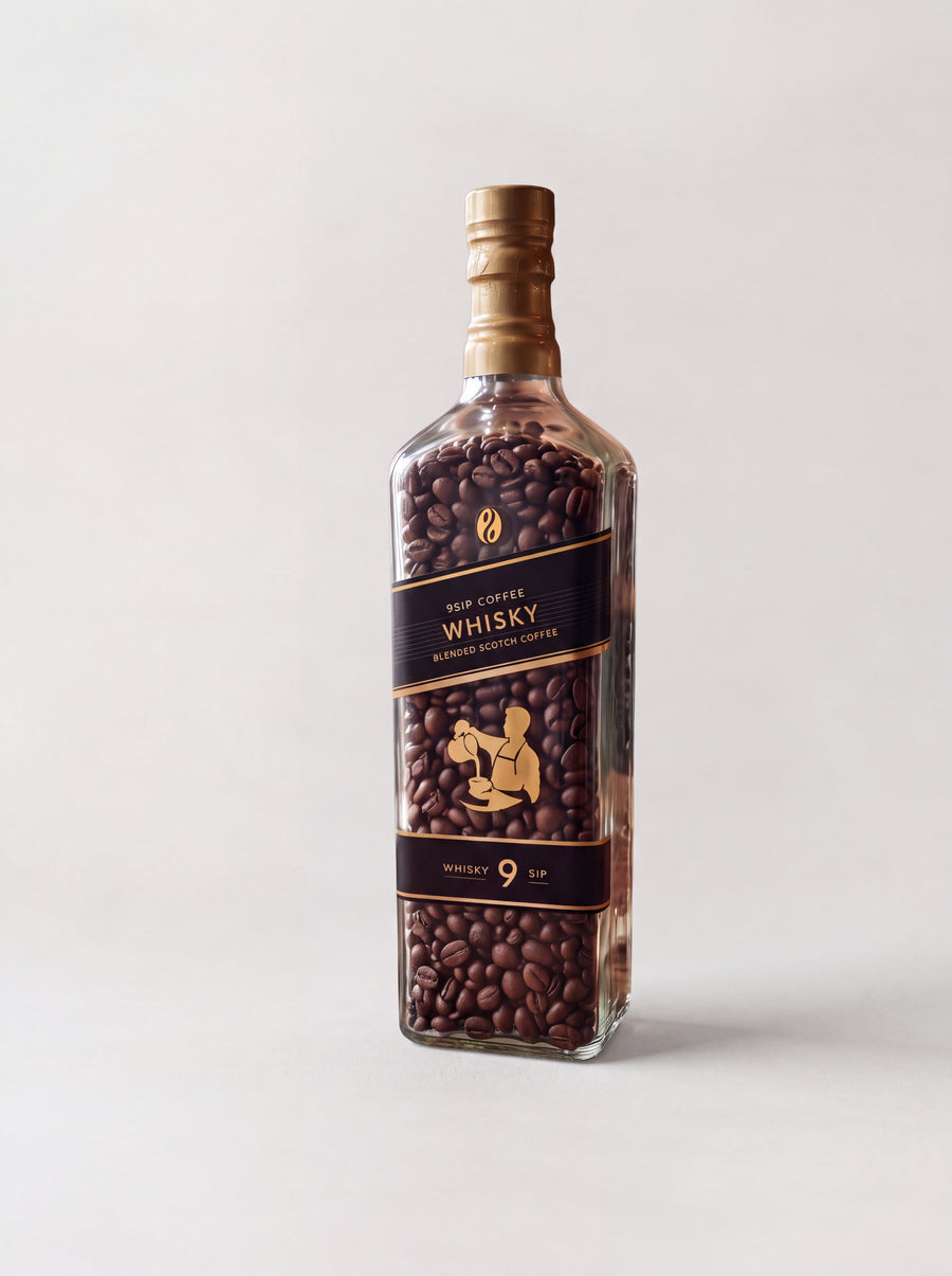 9SIP Whisky – Whiskey Flavoured Coffee Beans, Medium Roast (300g)