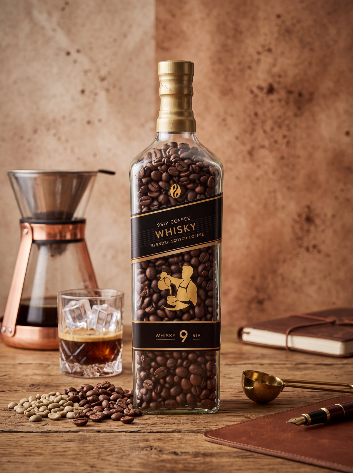 9SIP Whisky – Whiskey Flavoured Coffee Beans, Medium Roast (300g)