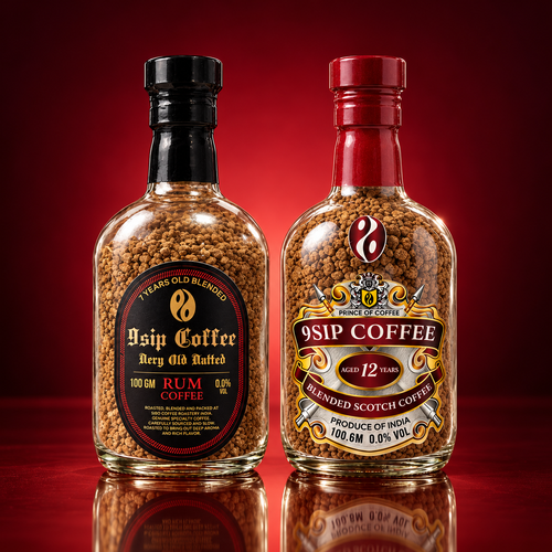 9SIP Whiskey and Rum flavoured coffee combo bottles
