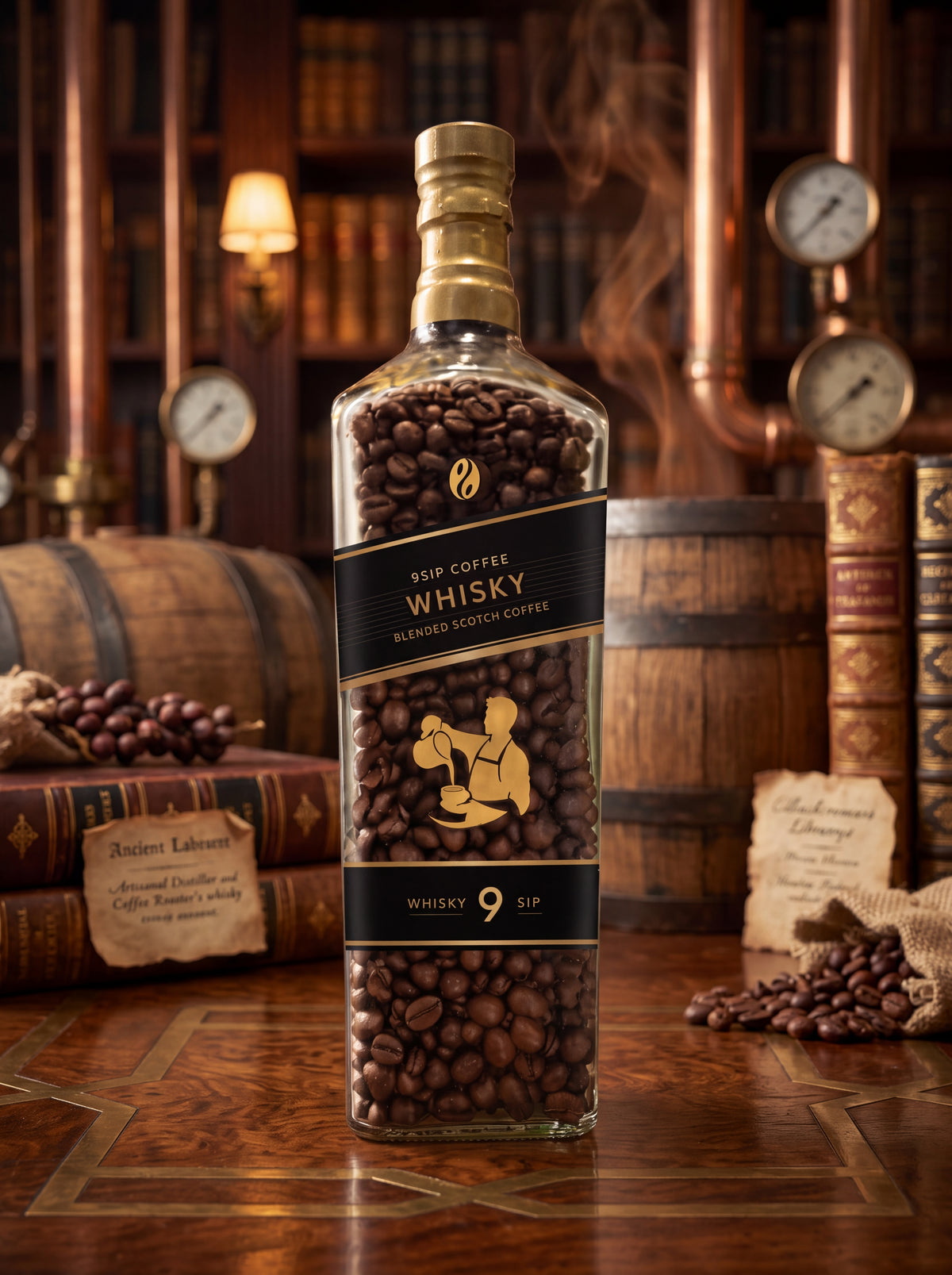 9SIP Whisky – Whiskey Flavoured Coffee Beans, Medium Roast (300g)
